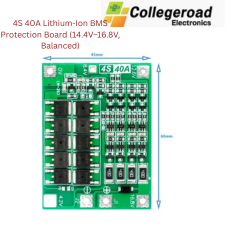 4S 40A Lithium Battery BMS – Balanced Protection Board for 3.7V Li-ion Cells (14.4V–16.8V)